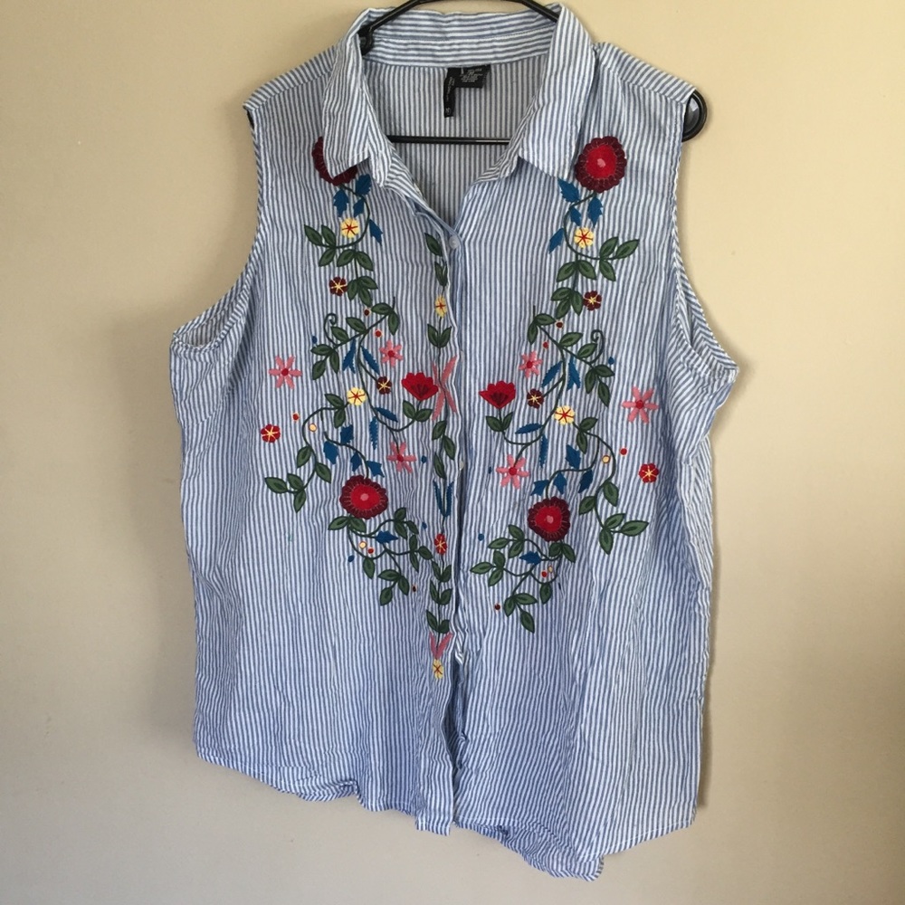 New Directions Curvy Striped Short Sleeve 2x
